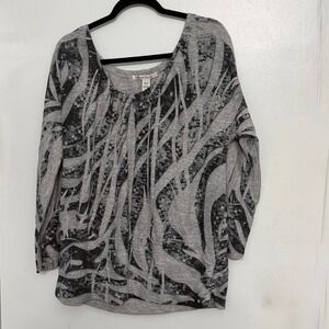 American Rag Womens Contemporary Sequin Abstract Zebra Print Top Plus Size 2X